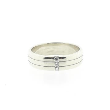 9 karaat ring met diamanten; 0,075 ct., Gebruikt, 19 tot 20, Wit, Ophalen of Verzenden