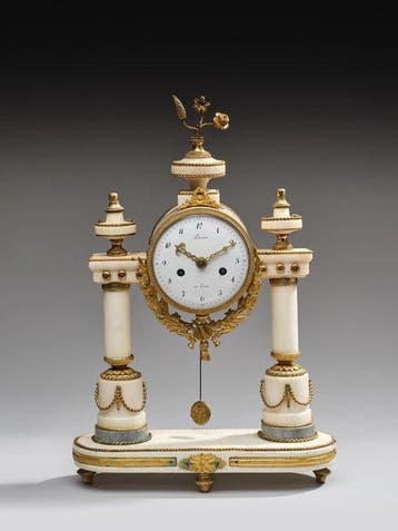 Portico klok Directoire Brons, Marmer - 1750-1800