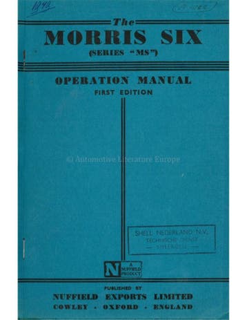 1949 MORRIS SIX INSTRUCTIEBOEKJE ENGELS