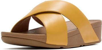 FitFlop Lulu Cross Slide Sandals Leather Dames Sandalen - Ge, Verzenden, Nieuw