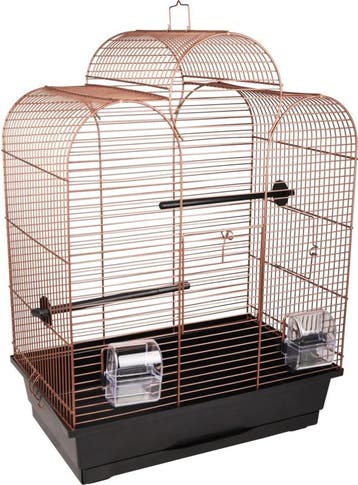 Vogelkooi Flamingo Dara Koper/Zwart – Parkietenkooi met k., Verzenden, Nieuw, Metaal, Vogelkooi