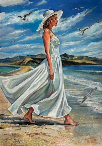 Eugenie Chervonna - La mouette, Antiek en Kunst
