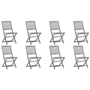 vidaXL Opklapbare stoelen, 8 stuks, van massief acaciahout, Tuin en Terras, Tuinstoelen, Verzenden, Nieuw, Hout