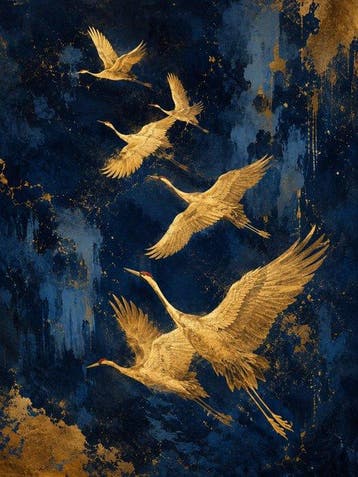 Shayer - Celestial Migration – Wings of Gold - XL - 60x80cm, Antiek en Kunst