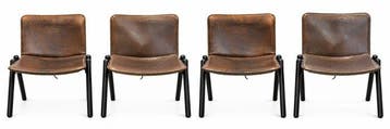 Stoel - Leder - Een set van vier vintage loungestoelen.