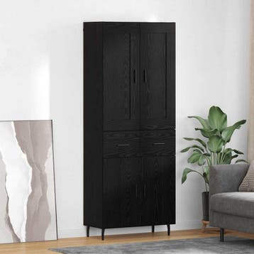 vidaXL buffetkast 2 st Zwart Eiken 69,5 x 34 x 180 cm, Minder dan 50 cm, Verzenden, Nieuw, Minder dan 100 cm