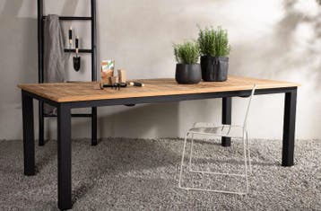 Uitschuifbare Tuintafel Ruben 225-320cm  Teak Zwart Outsider, Tuin en Terras, Verzenden, Nieuw