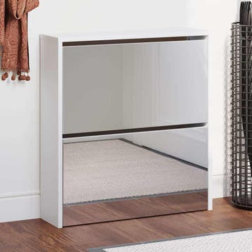vidaXL Schoenenkast met spiegel 2-laags 63x17x67 cm, Verzenden, Nieuw