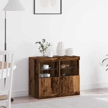 vidaXL LED Sideboard Bruin 81 x 37 x 66,5 cm Bewerkt hout, Minder dan 50 cm, Verzenden, Nieuw, Minder dan 100 cm