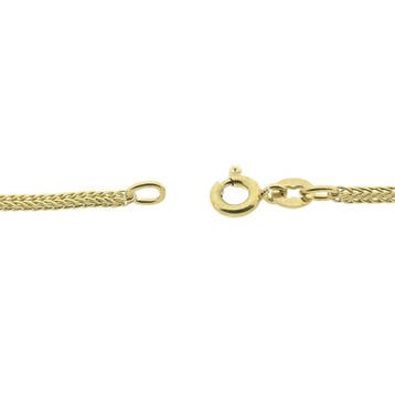 Gouden vierkante vossenstaart schakelketting, Ophalen of Verzenden, Gebruikt, Goud, Goud