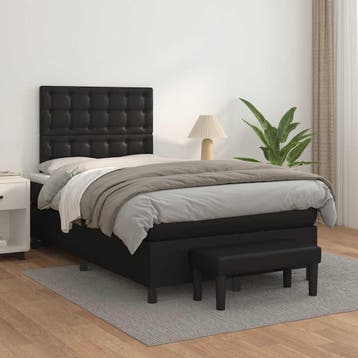 vidaXL Boxspring met matras kunstleer zwart 120x200 cm, Overige materialen, Verzenden, Zwart, Nieuw