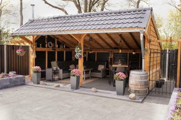 Douglas kapschuur / overkapping 6x4 COMPLEET €5216,-, Tuin en Terras, Overkappingen, Ophalen of Verzenden, Nieuw, Veranda