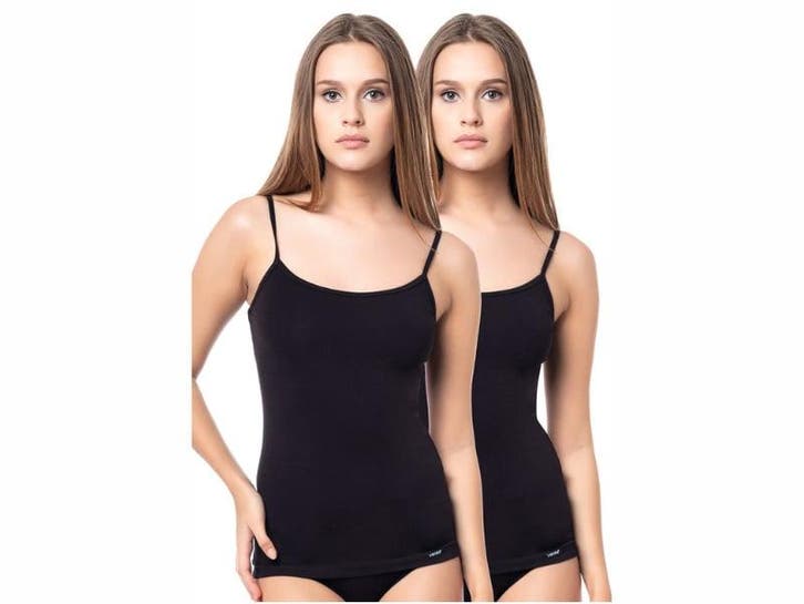 2 stuks Dames onderhemd - spaghettibandjes - Slimfit - Zwart, Kleding | Heren, Ondergoed, Verzenden
