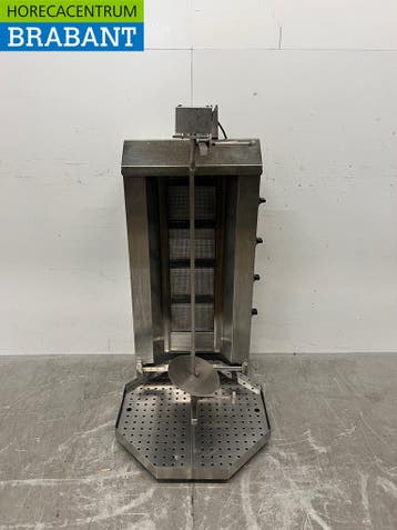RVS Gyros Grill Donergrill 4 branders Motor boven GAS + 230V, Ophalen of Verzenden, Gebruikt