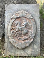 sculptuur, San Giorgio uccide il drago - 50 cm - Marmer,