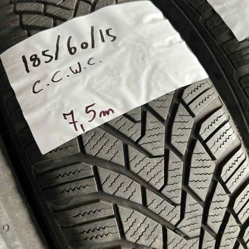 2 x Continental 185-60-15 Winterbanden 7,5mm, Auto-onderdelen, Banden en Velgen, Gebruikt, 15 inch, Band(en), Personenwagen