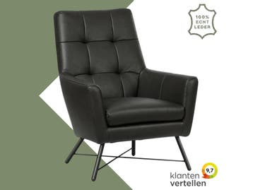Leren fauteuil Proud - Granada Graphite (donkergrijs), Nieuw, Ophalen of Verzenden, 75 tot 100 cm, Industrieel, Modern