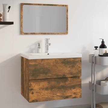 vidaXL Badkamermeubelset bewerkt hout gerookt eikenkleurig, Verzenden, Nieuw, Overige typen