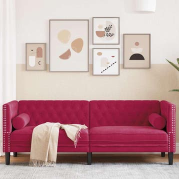vidaXL Driezitsbank Chesterfield-stijl met bolsters fluweel, Verzenden, Nieuw, Driepersoons, Stof