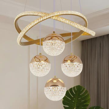 Moderne LED Plafondlamp Goud - Drie Kleuren Licht - Verstelb, Verzenden, Nieuw