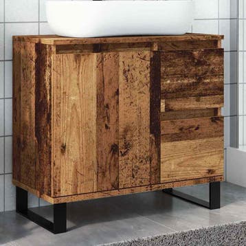 vidaXL Badkamerkast 65x33x60 cm bewerkt hout oud houtkleurig, Huis en Inrichting, Badkamer | Badkamermeubels, Verzenden, Nieuw