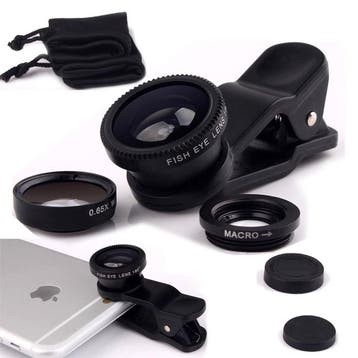 DrPhone PiX 3-in-1 Lens Kit - Fish Eye, Macro, Groothoek - Z, Verzenden, Nieuw