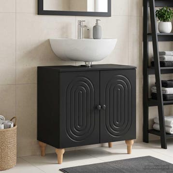 vidaXL Badkamer wastafelkast ALKMAAR Zwart 59,5 x 31,5 x 59, Huis en Inrichting, Badkamer | Badkamermeubels, Verzenden, Nieuw