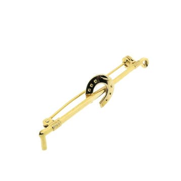 Gouden broche van een hoefijzer, Ophalen of Verzenden, Gebruikt, Goud, Goud