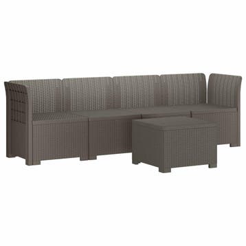 vidaXL 4-Persoons Tuin Sofa Rieten Look PP Lichtgrijs, Verzenden, Nieuw