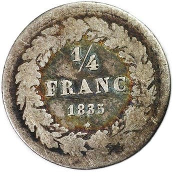 België. Leopold I. 1/4 Franc 1835 (Zonder minimumprijs)