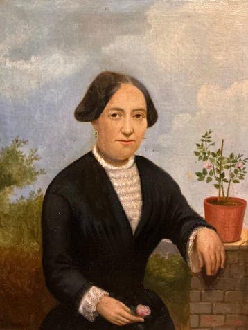 L. Frezin (XIX) - Ritratto di Sposa con Dedica di Nozze