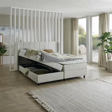 Opbergboxspring V200 vast – incl luxe topper koudschuim 8 cm, Verzenden, Nieuw, Wit