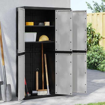 vidaXL Tuinkast 97x37x165 cm polypropeen grijs en zwart, Verzenden, Nieuw