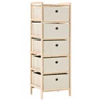 vidaXL Opbergmeubel met 5 stoffen manden cederhout beige, Huis en Inrichting, Kasten | Overige, Verzenden, Nieuw