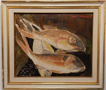 Augusto De Rose Orange (1926-1987) - Pesci, Antiek en Kunst