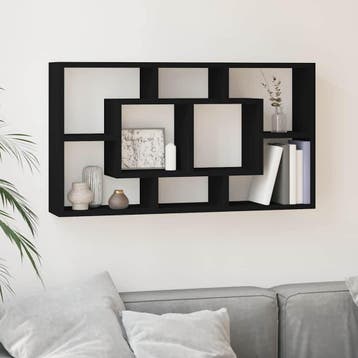 vidaXL Wandschap 8 vakken zwart, Verzenden, Nieuw