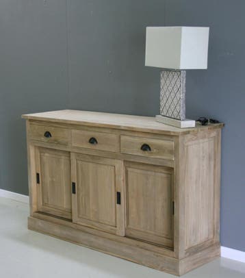 Teak dressoir schuifdeuren gerecycled teakhout -  240 cm, Ophalen of Verzenden, Nieuw