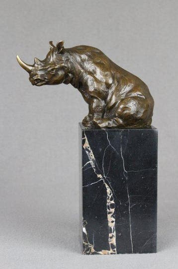 Milo (1910-1978) - sculptuur, Resting Rhinoceros - 22 cm -