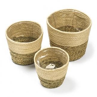 Plantenmand | Decoris | 3 stuks (Zeegras, Binnen, Beige), Tuin en Terras, Bloempotten, Verzenden, Nieuw