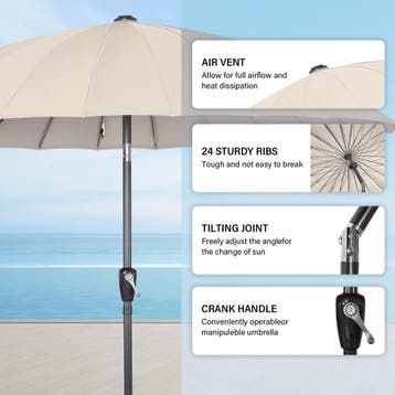 2dekans | Angel Living Parasol Rond - Ø250 cm - Stevig -, Tuin en Terras, Ophalen of Verzenden, Zo goed als nieuw