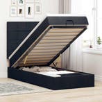 vidaXL Bed poef met matras en LEDs 80x200 cm stof zwart, Eenpersoons, Verzenden, Zwart, Nieuw