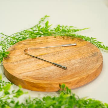 Tongue cleaner - with handles (steel), Ophalen of Verzenden, Nieuw