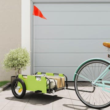 vidaXL Fietstrailer oxford stof en ijzer groen, Fietsen en Brommers, Fietsaccessoires | Aanhangers en Karren, Verzenden, Nieuw
