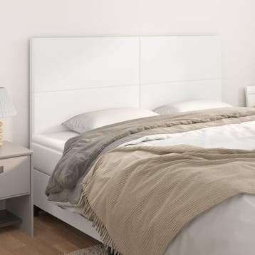 vidaXL Hoofdbord wit 200x5x118/128 cm kunstleer, Verzenden, Nieuw, Wit, Overige materialen