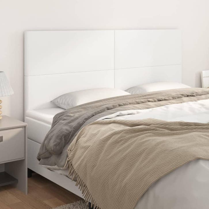 vidaXL Hoofdbord wit 200x5x118/128 cm kunstleer, Huis en Inrichting, Slaapkamer | Bedden, Wit, Nieuw, Overige materialen, Verzenden