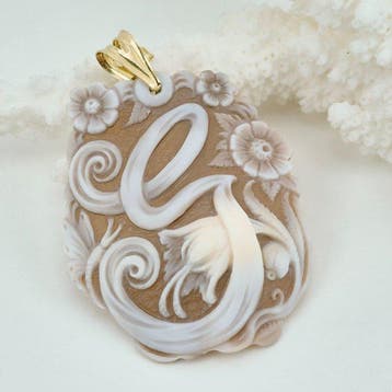Zilver, Verguld - Cameo - Handgesneden camee