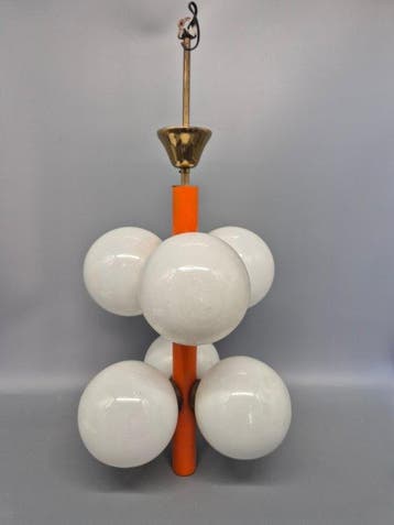 Kroonluchter - Metaal, Glas - Vintage Space Age plafondlamp
