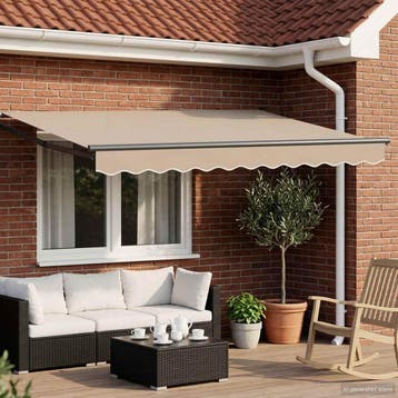 vidaXL Handbediende luifel met LEDs Beige en Antraciet 3,5, Verzenden, Nieuw