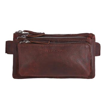 Landley Leren Heuptas met 3 ritsen Unisex Fanny Pack Bruin, Overige merken, Bruin, Verzenden, Nieuw