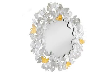 Decoratieve wandspiegel GINKGO LEAFS XL 90cm goud zilver, Huis en Inrichting, Ophalen of Verzenden, Nieuw